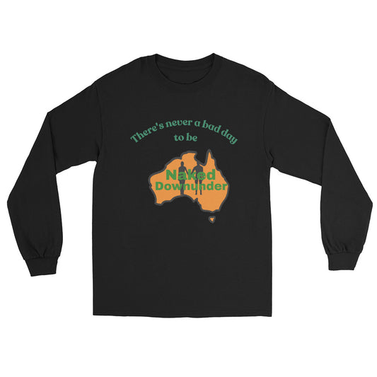 Naked Downunder There's Never a Bad Day to Be Naked Downunder Men's Long-Sleeve Shirt – Black