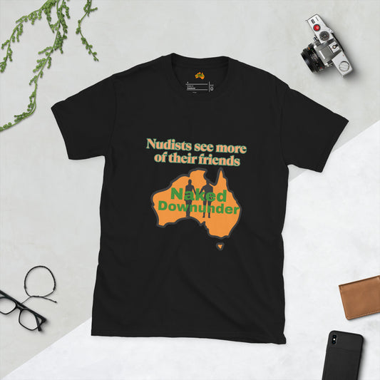 Naked Downunder Nudists see more of their friends NDU Short-Sleeve Unisex T-Shirt – Black
