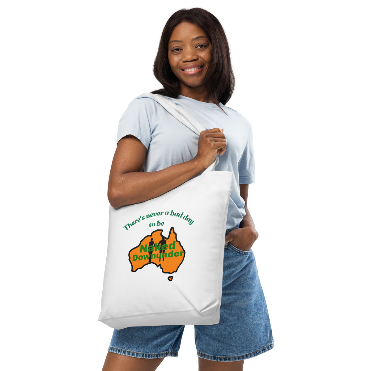 Naked Downunder There's Never a Bad Day to Be Naked Downunder Cotton Tote Bag – White