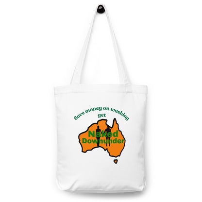 Naked Downunder Save Money on Washing Cotton Tote Bag – White