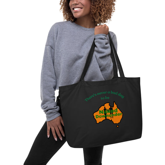 Naked Downunder There's Never a Bad Day to Be Naked Downunder Large Organic Tote Bag – Black