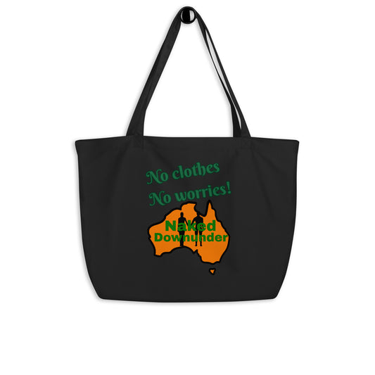 Naked Downunder No Clothes, No Worries Large Organic Tote Bag – Black