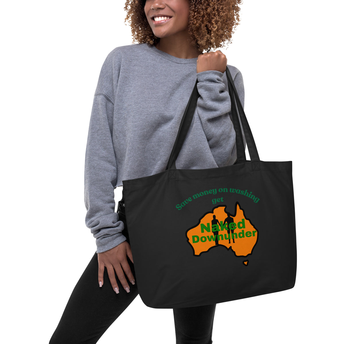 Naked Downunder Save Money on Washing Large Organic Tote Bag – Black
