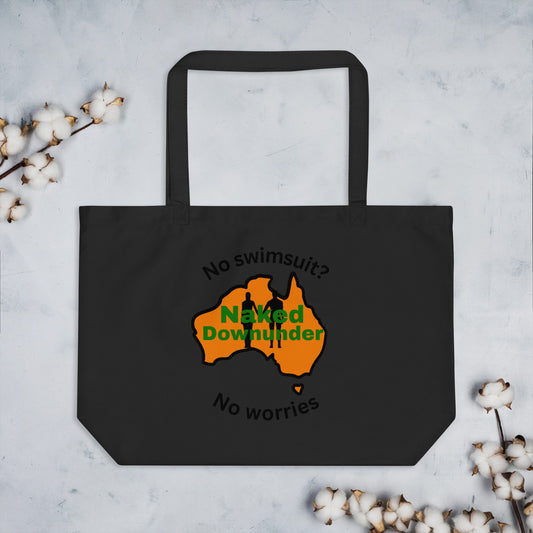 Naked Downunder No Swimsuit, No Worries Large Organic Tote Bag – Black