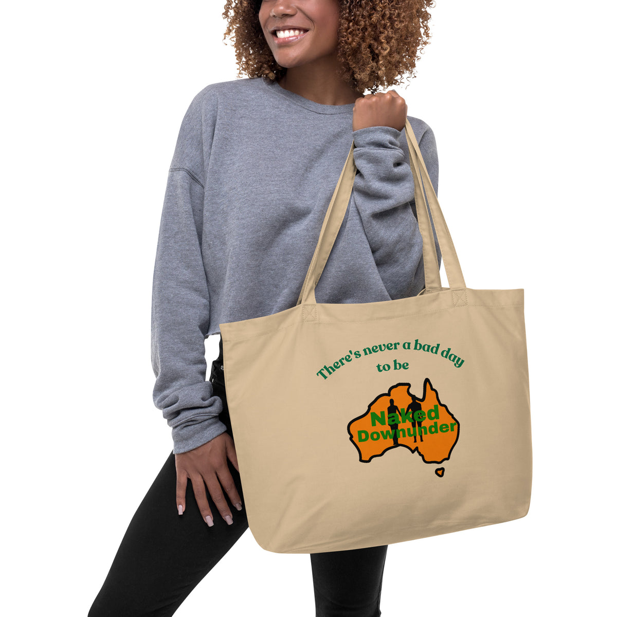 Naked Downunder There's Never a Bad Day to Be Naked Downunder Large Organic Tote Bag – Oyster