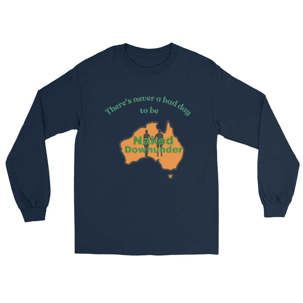 Naked Downunder There's Never a Bad Day to Be Naked Downunder Men's Long-Sleeve Shirt – Navy