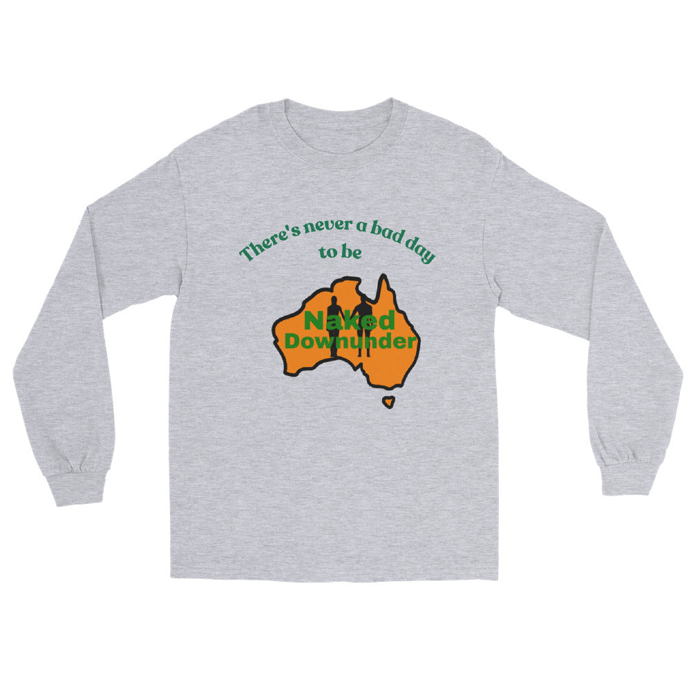 Naked Downunder There's Never a Bad Day to Be Naked Downunder Men's Long-Sleeve Shirt – Sport Grey