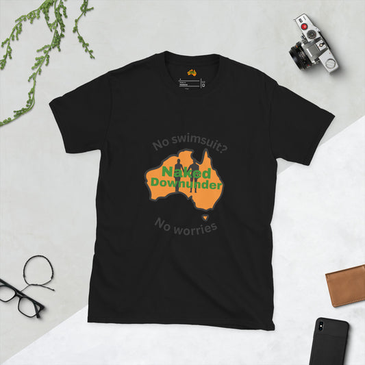 Naked Downunder No Swimsuit Unisex T-Shirt – Black