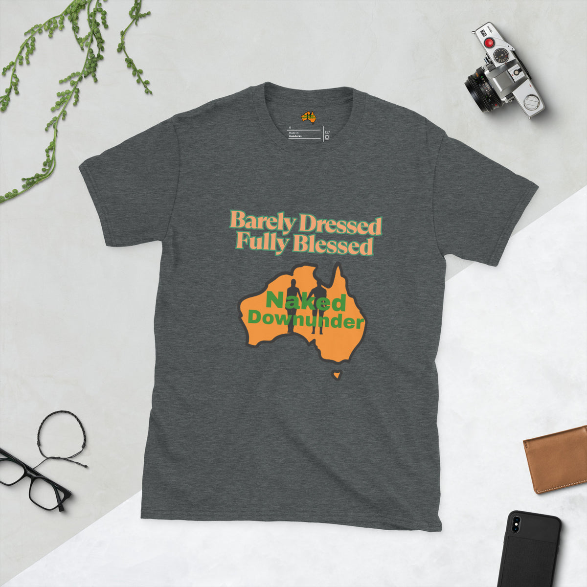 Naked Downunder Barely Dressed Unisex T-Shirt – Dark Heather