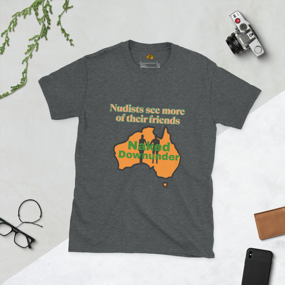 Naked Downunder Nudists see more of their friends NDU Short-Sleeve Unisex T-Shirt – Dark Heather