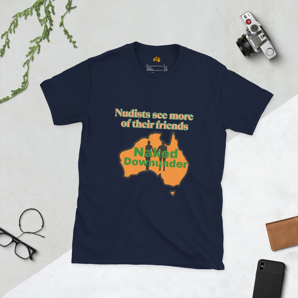 Naked Downunder Nudists see more of their friends NDU Short-Sleeve Unisex T-Shirt – Navy