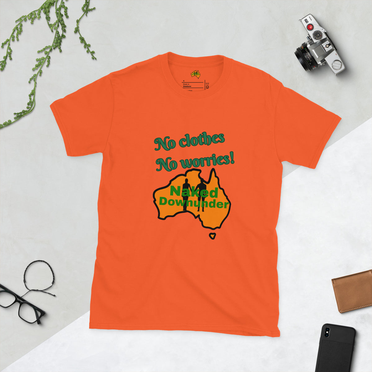 Naked Downunder No Clothes Unisex T-Shirt – Orange