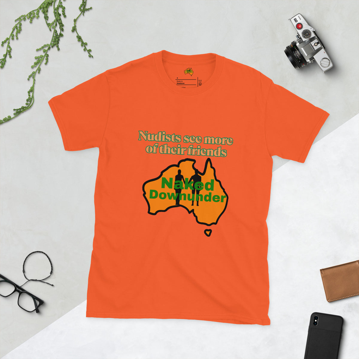Naked Downunder Nudists see more of their friends NDU Short-Sleeve Unisex T-Shirt – Orange