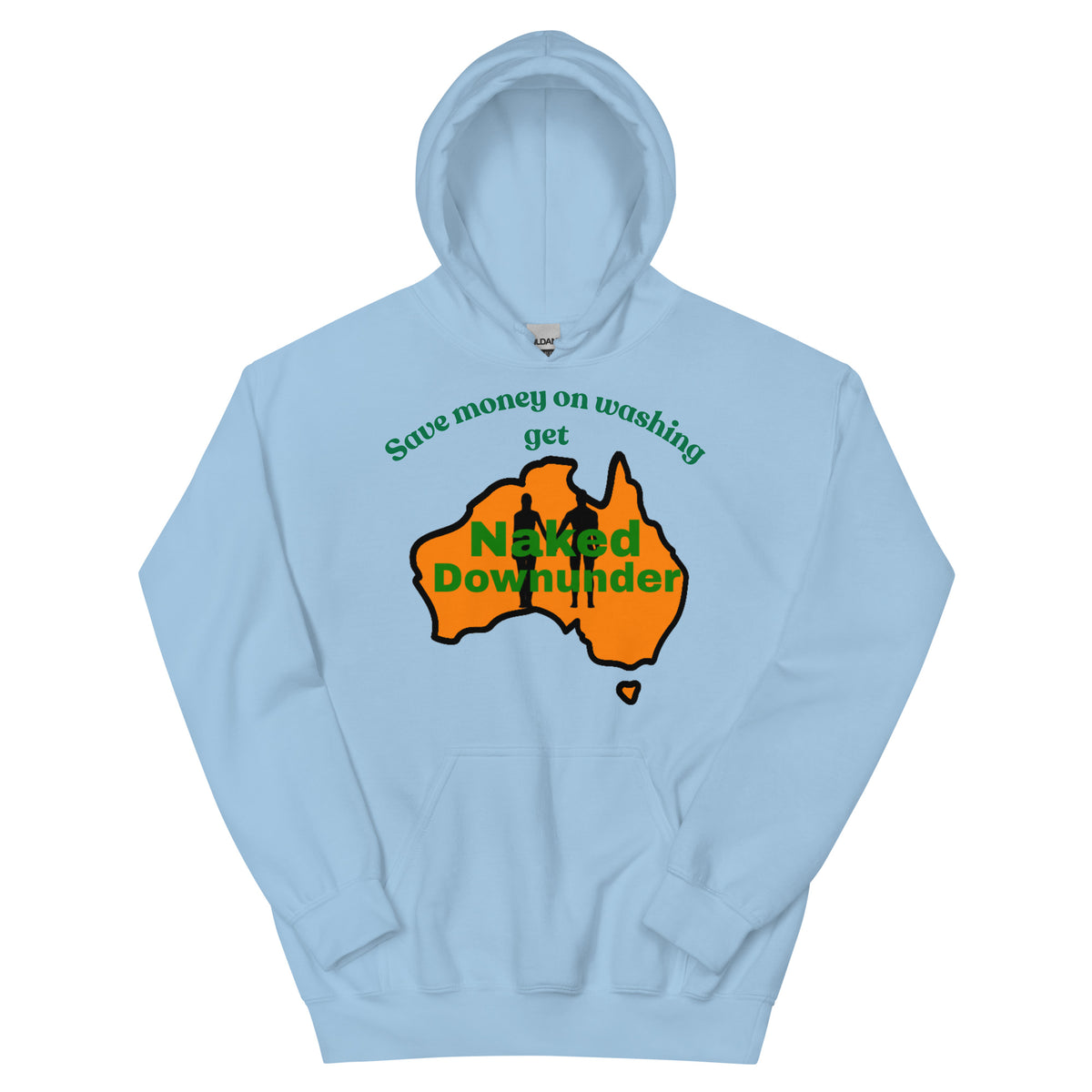 Naked Downunder Save Money on Washing Unisex Hoodie – Light Blue