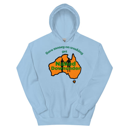 Naked Downunder Save Money on Washing Unisex Hoodie – Light Blue
