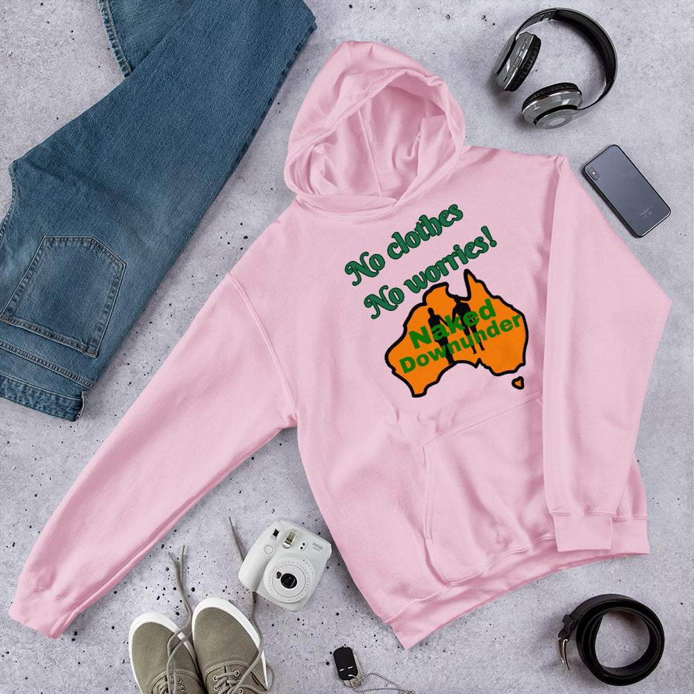Naked Downunder No Clothes, No Worries Unisex Hoodie – Light Pink