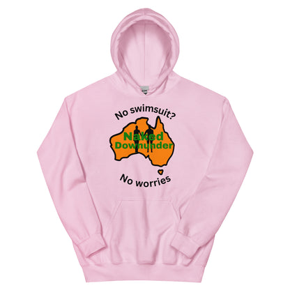 Naked Downunder No Swimsuit, No Worries Unisex Hoodie – Light Pink