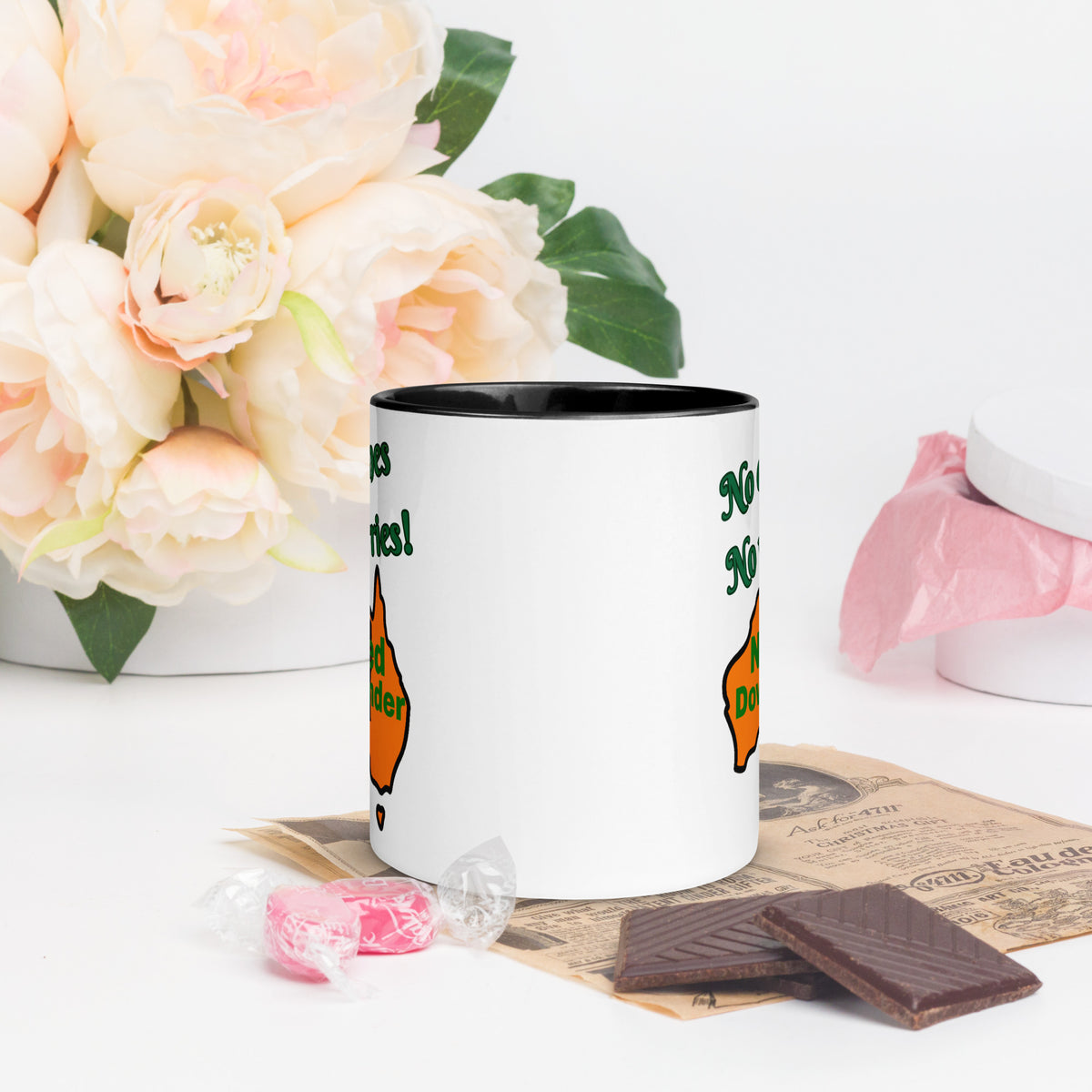 Naked Downunder No Clothes, No Worries Mug with Colour Inside