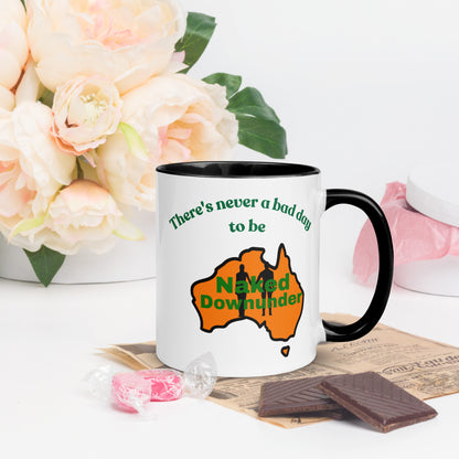 Naked Downunder There's Never a Bad Day to Be Naked Downunder Mug with Colour Inside – Black