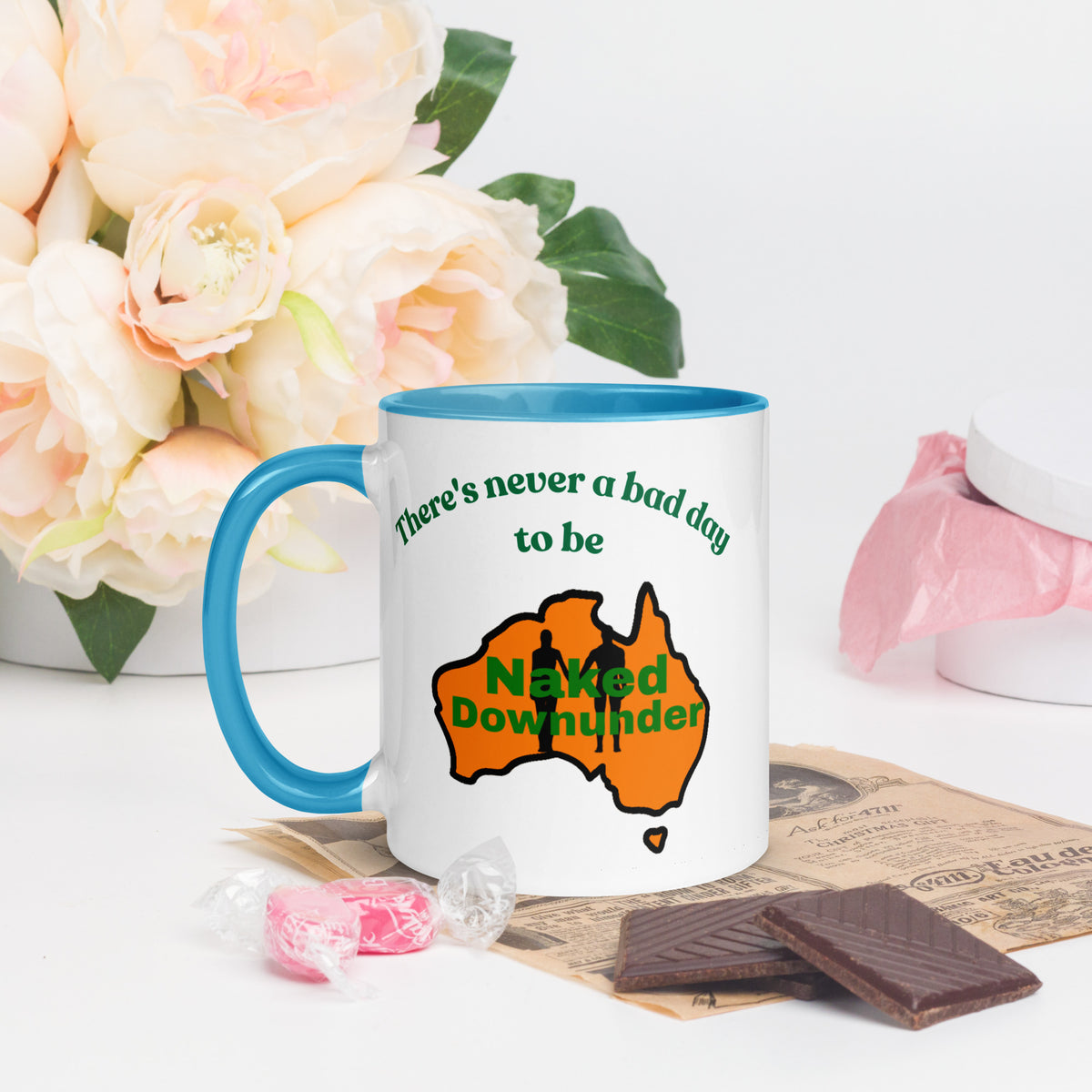 Naked Downunder There's Never a Bad Day to Be Naked Downunder Mug with Colour Inside