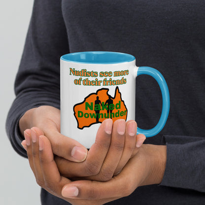 Naked Downunder Nudists see more of their friends NDU Mug with Colour Inside – Blue