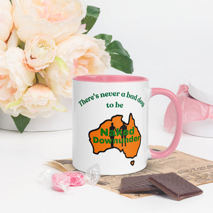 Naked Downunder There's Never a Bad Day to Be Naked Downunder Mug with Colour Inside – Pink