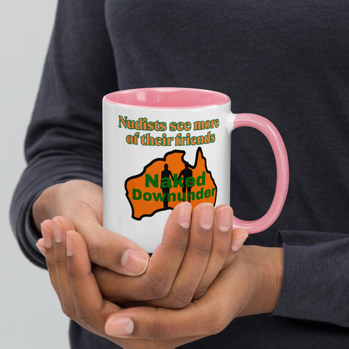Naked Downunder Nudists see more of their friends NDU Mug with Colour Inside – Pink