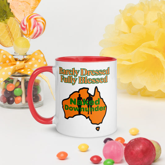 Naked Downunder Barely Dressed, Fully Blessed Mug with Colour Inside – Red
