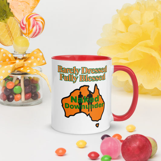 Naked Downunder Barely Dressed, Fully Blessed Mug with Colour Inside